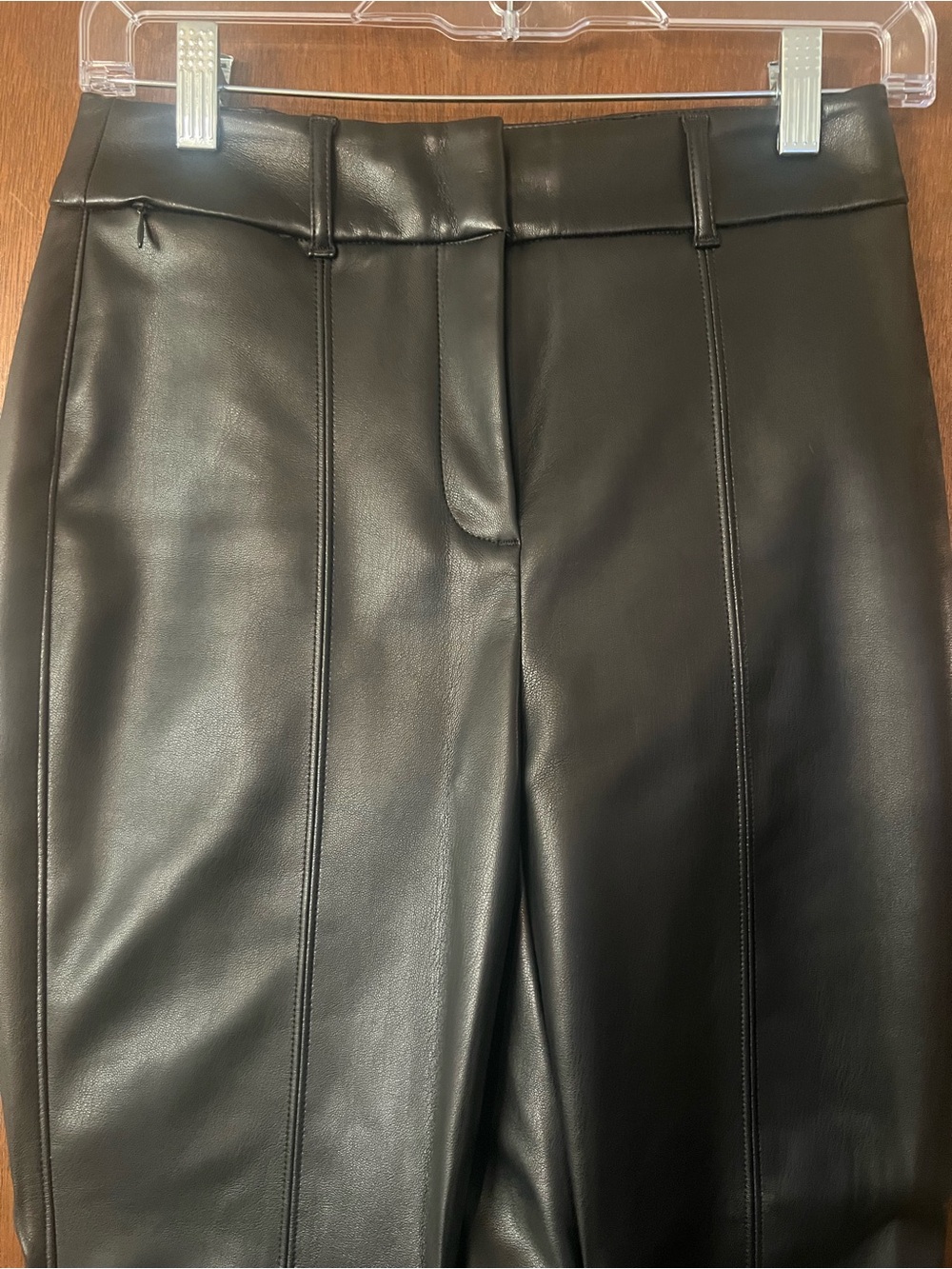 White House Black Market Black Faux Leather Straight-Leg Pants